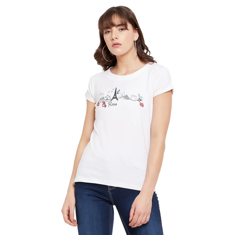 Duke Urban Round Neck Lady Top (LFX101) L / White / Printed