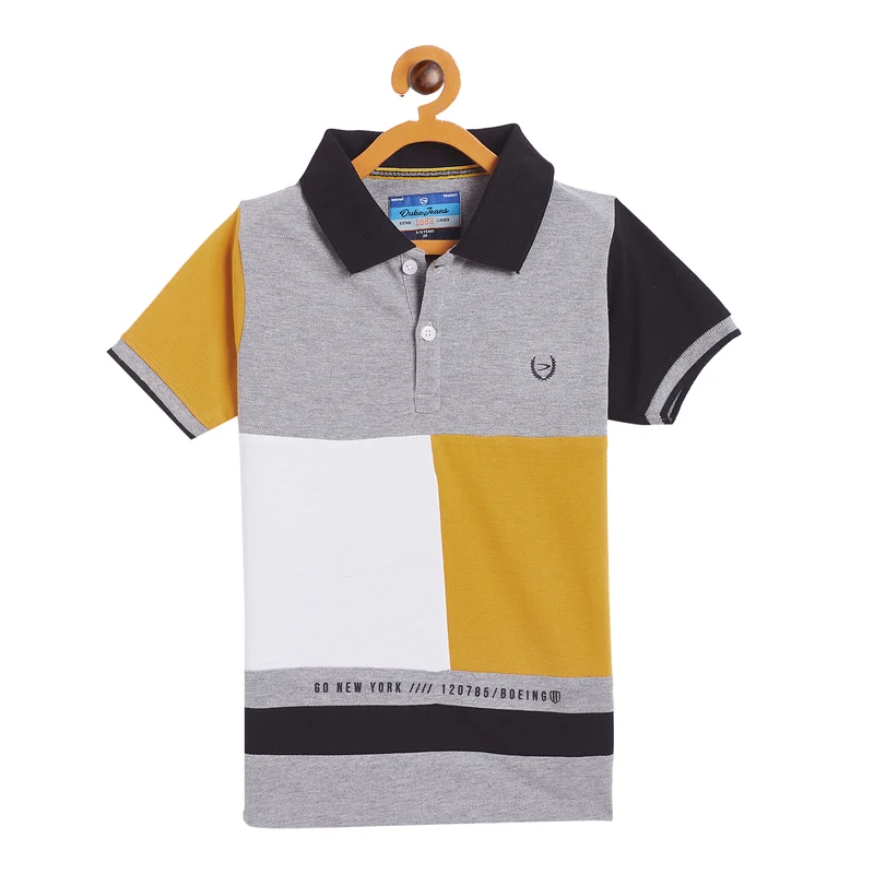 Duke Urban Boys Half Sleeve Cotton T-shirt (LF636) Grey Melange / 28 / Color Block