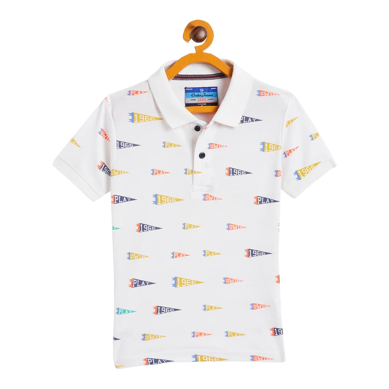 Duke Urban Boys Half Sleeve Cotton T-shirt (LF616) Off White / 30 / Printed