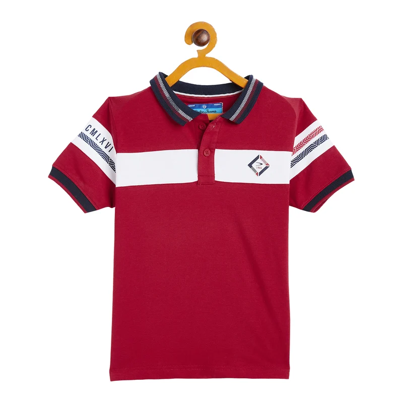 Duke Urban Boys Half Sleeve Cotton T-shirt (LF644) Red / 26 / Color Block