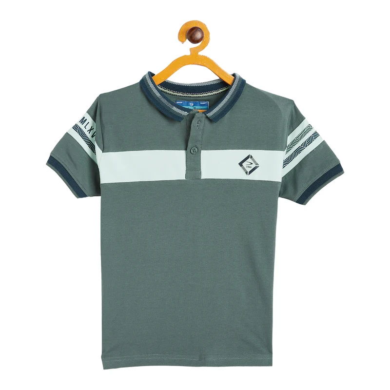 Duke Urban Boys Half Sleeve Cotton T-shirt (LF644) Stone Green / 30 / Color Block