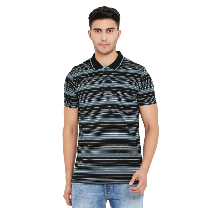 Duke Stardust Men Half Sleeve Cotton T-shirt (LQ4474) Grey Jaspe / XXL / Striped