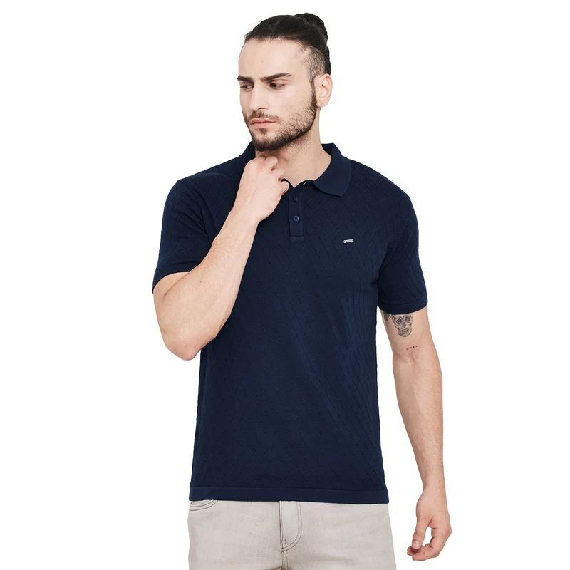 Duke Stardust Men Half Sleeve Cotton T-shirt (LQ4631) Navy / S / Solid