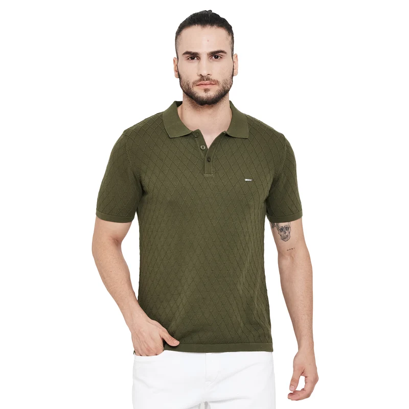 Duke Stardust Men Half Sleeve Cotton T-shirt (LQ4631) Olive / XL / Solid