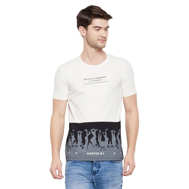 Duke Urban Men Half Sleeve Cotton T-shirt (LQ3557) Black / M / Printed