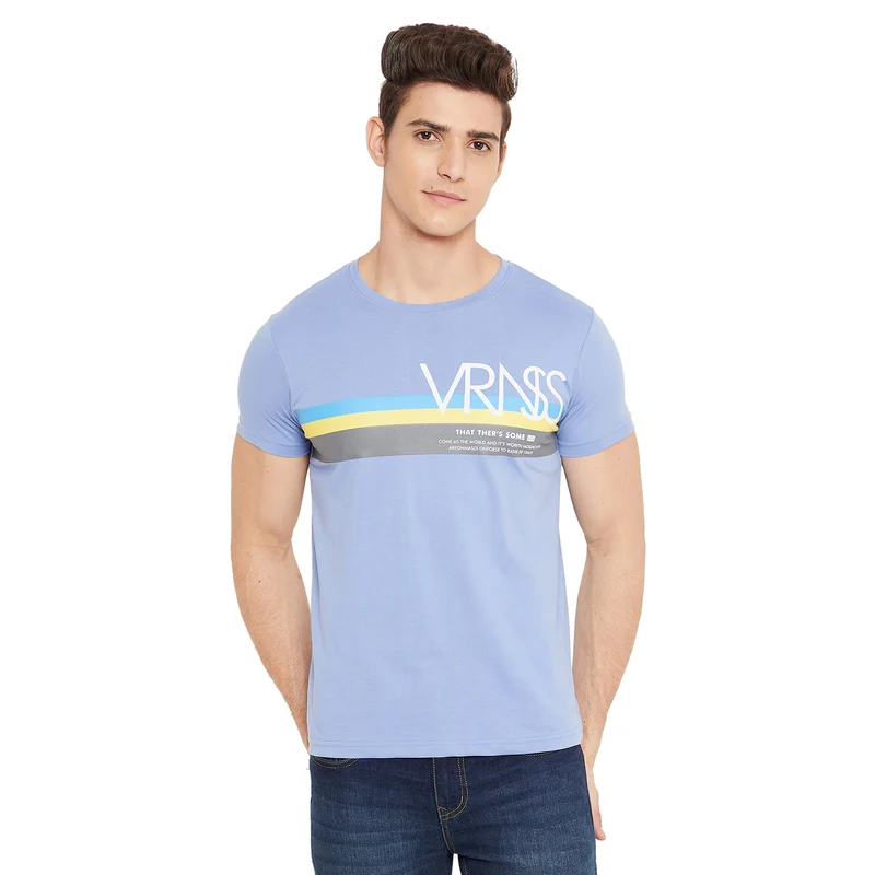Duke Urban Men Half Sleeve Cotton T-shirt (LF5048) Denim Blue / XXL / Striped