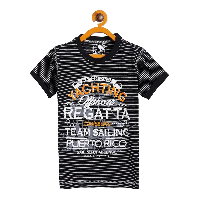 Duke Urban Boys Half Sleeve Cotton T-shirt (LF638) Black / 34 / Printed