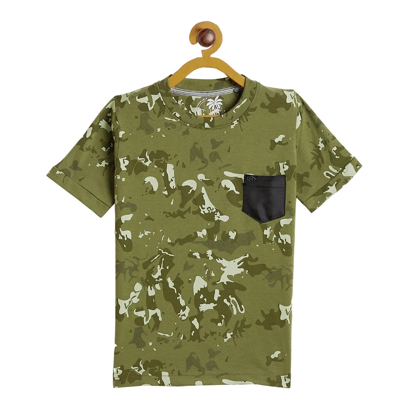 Duke Urban Boys Half Sleeve Cotton T-shirt (LF641) L.Olive / 34 / Military Camouflage