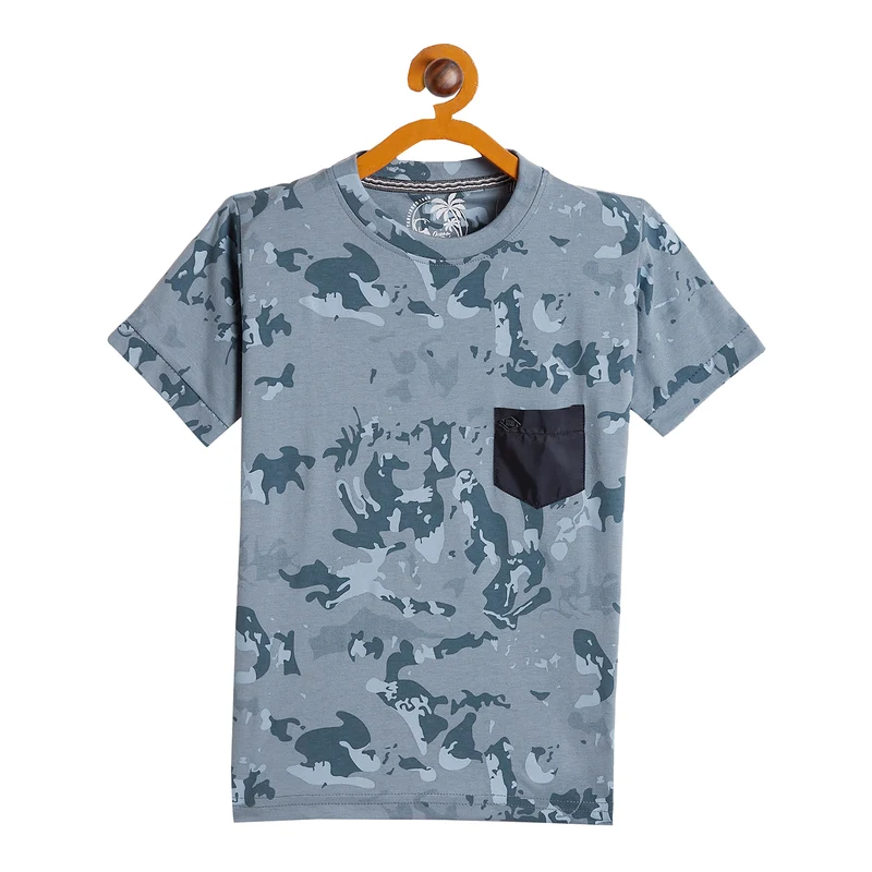 Duke Urban Boys Half Sleeve Cotton T-shirt (LF641) Stone Grey / 30 / Military Camouflage