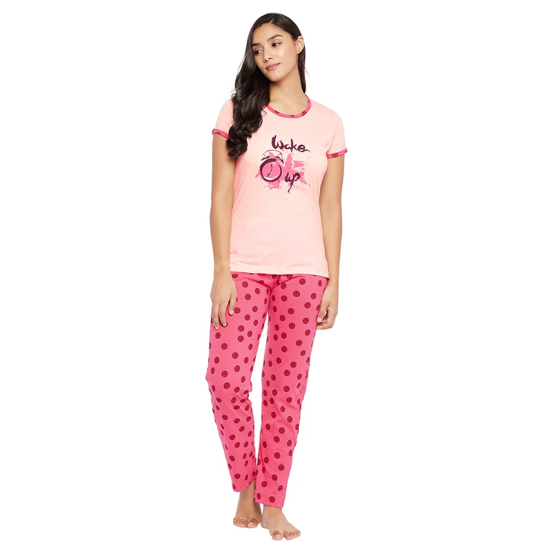 Duke Urban Women Printed Top & Lower Set (LFX852) Peach / L / Printed