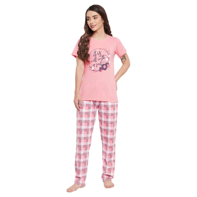 Duke Stardust Women Printed Top & Lower Set (LFX854) Coral / XXL / Printed