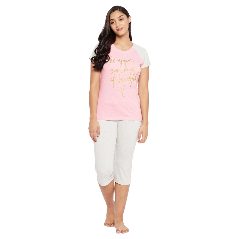Duke Stardust Women Printed Top & Capri Set (LFX851) Pink Mix / M / Printed
