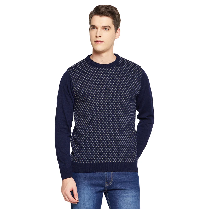 Duke Urban Men Full Sleeve Round Neck Sweater (SDS8081) D.Navy / L / Printed