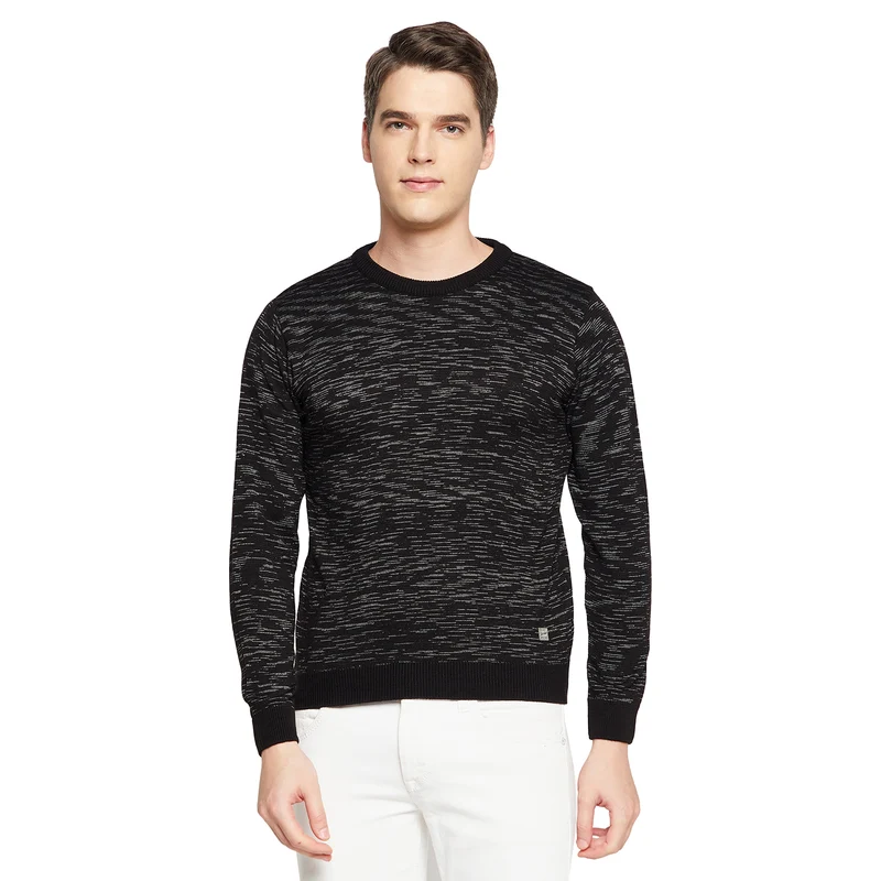 Duke Urban Men Full Sleeve Round Neck Sweater (SDS8083) Black / L / Self Design