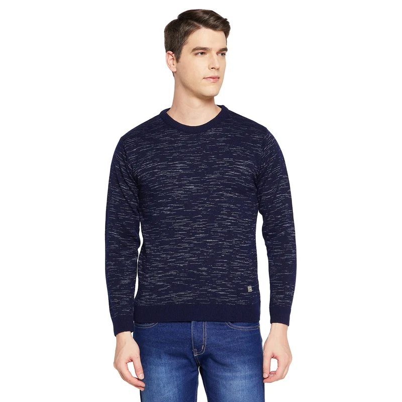 Duke Urban Men Full Sleeve Round Neck Sweater (SDS8083) D.Navy / XXL / Self Design