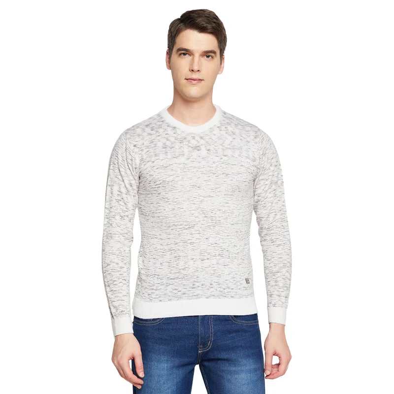 Duke Urban Men Full Sleeve Round Neck Sweater (SDS8083) White / XL / Self Design