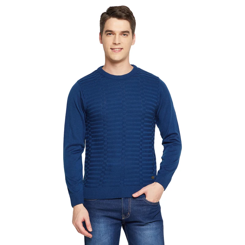 Duke Urban Men Full Sleeve Round Neck Sweater (SDS8084) Denim / XL / Self Design