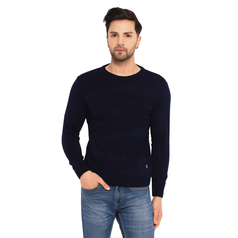 Duke Urban Men Full Sleeve Round Neck Pullover (SDS8085) Navy / M / Self Design