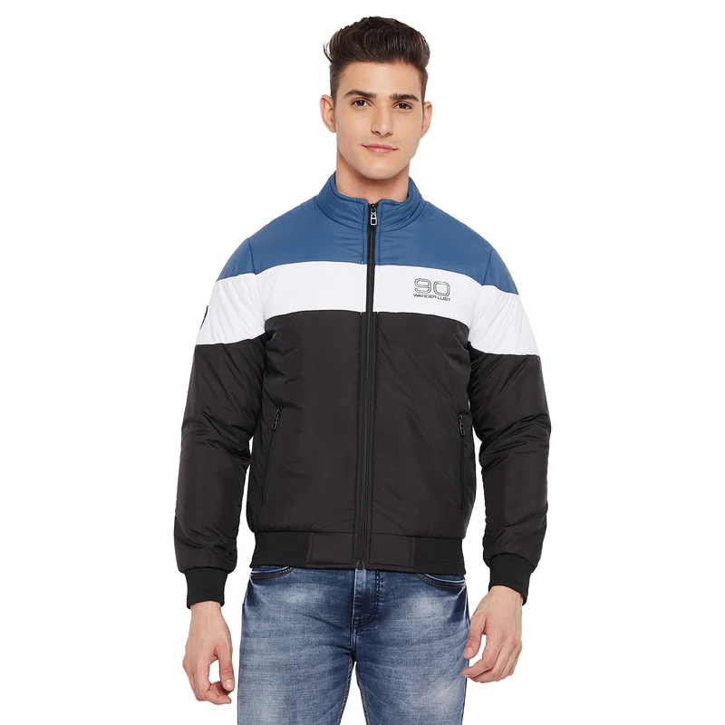 Duke Urban Men Full Sleeve Bomber Jacket (SDZ1003) L / Black / Color Block