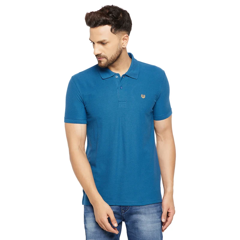 Duke Stardust Men Half Sleeve Cotton T-shirt (SD48) Denim Blue / XXL / Solid