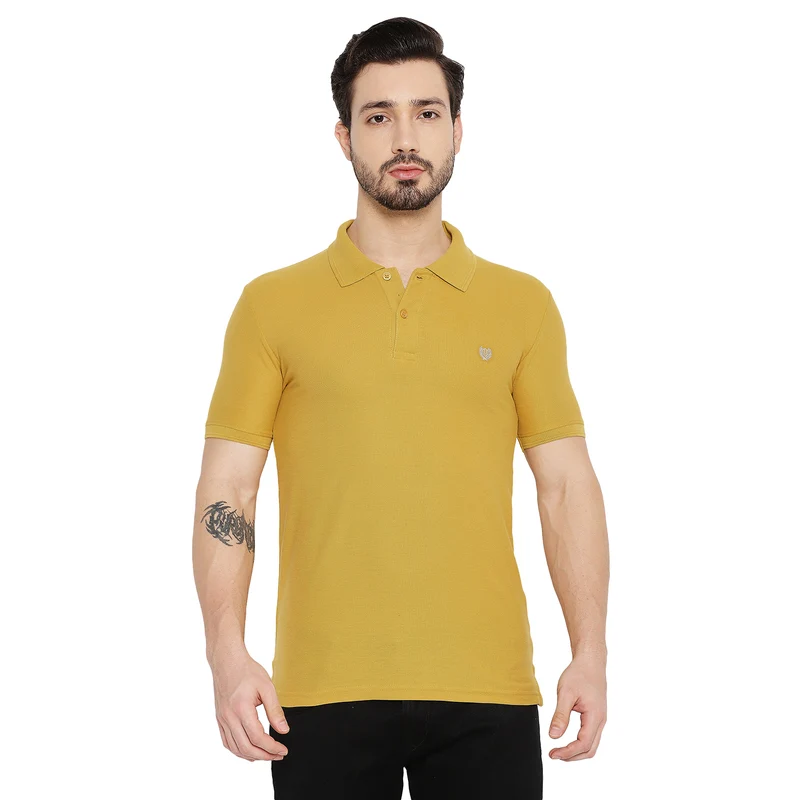 Duke Stardust Men Half Sleeve Cotton T-shirt (SD48) Mustard Space / S / Solid