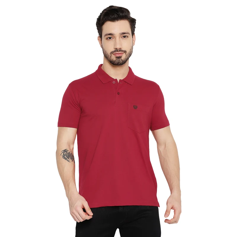 Duke Stardust Men Half Sleeve Cotton T-shirt (SD47) Cranberry / XXL / Solid