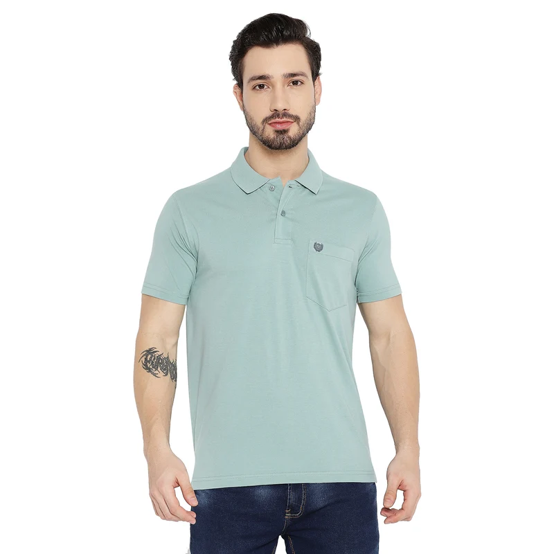 Duke Stardust Men Half Sleeve Cotton T-shirt (SD47) Pine Blue / XL / Solid