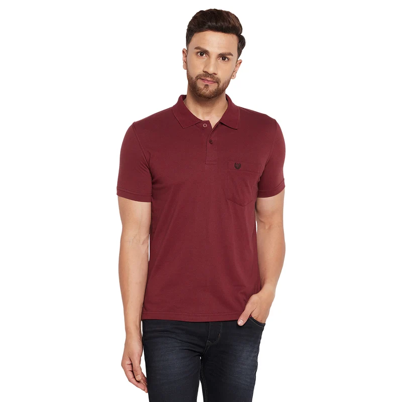 Duke Stardust Men Half Sleeve Cotton T-shirt (SD47) Wine Mix / XL / Solid