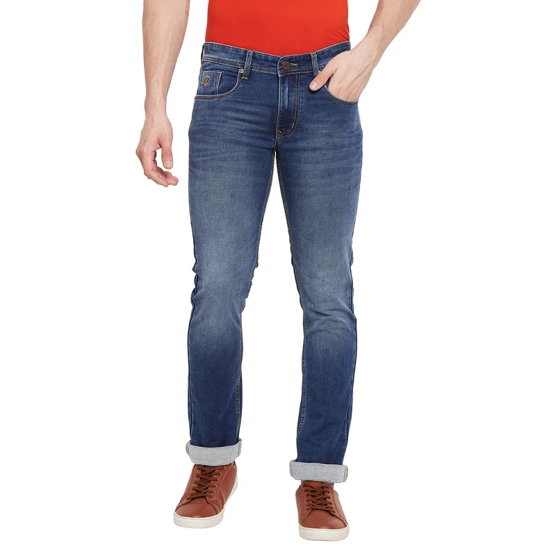 Duke Urban Men Slim Fit Stretchable Jeans (SDD5297) Medium Blue / 34 / Washed