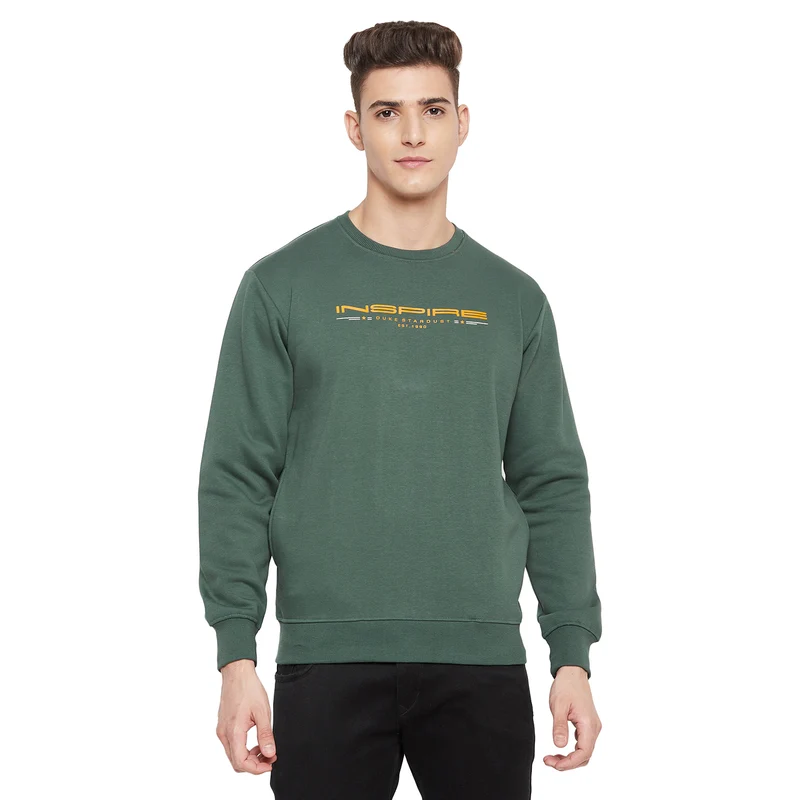 Duke Urban Men Round Neck Sweatshirt (LF3851) Green Spruce / M / Solid