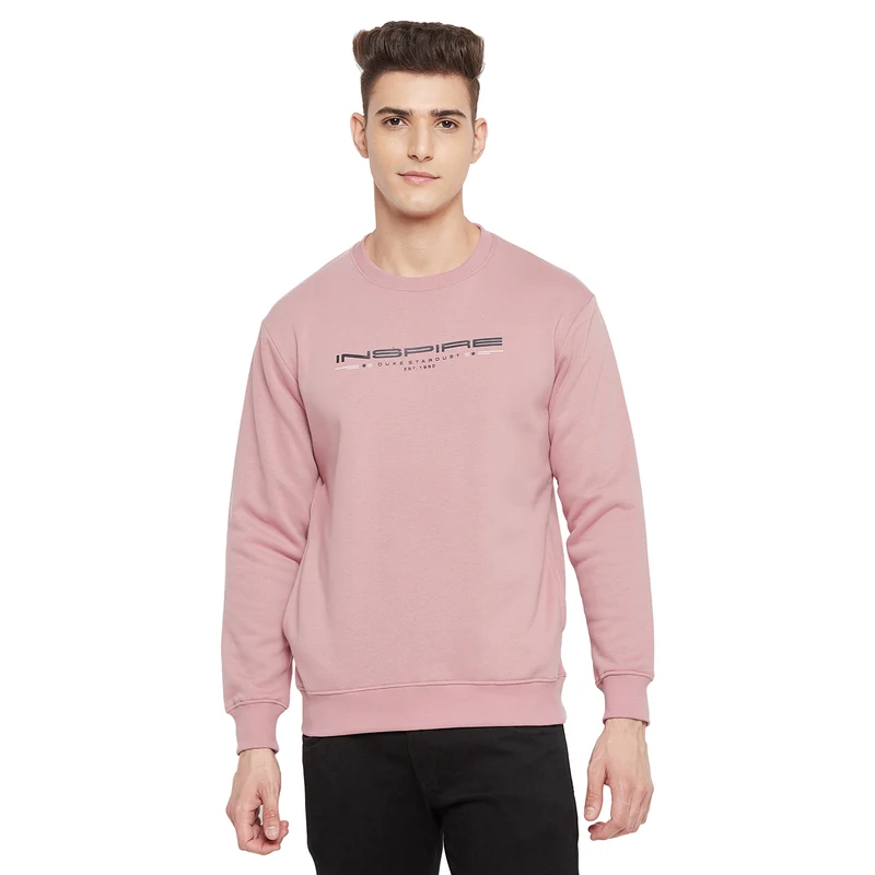 Duke Urban Men Round Neck Sweatshirt (LF3851) Mauve / L / Solid