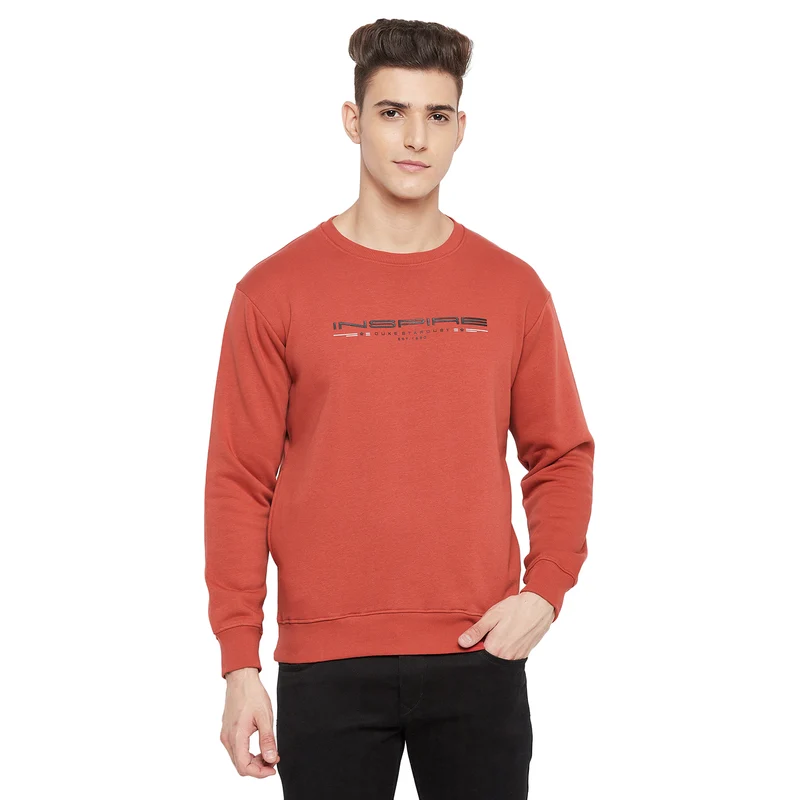Duke Urban Men Round Neck Sweatshirt (LF3851) Rust / S / Solid