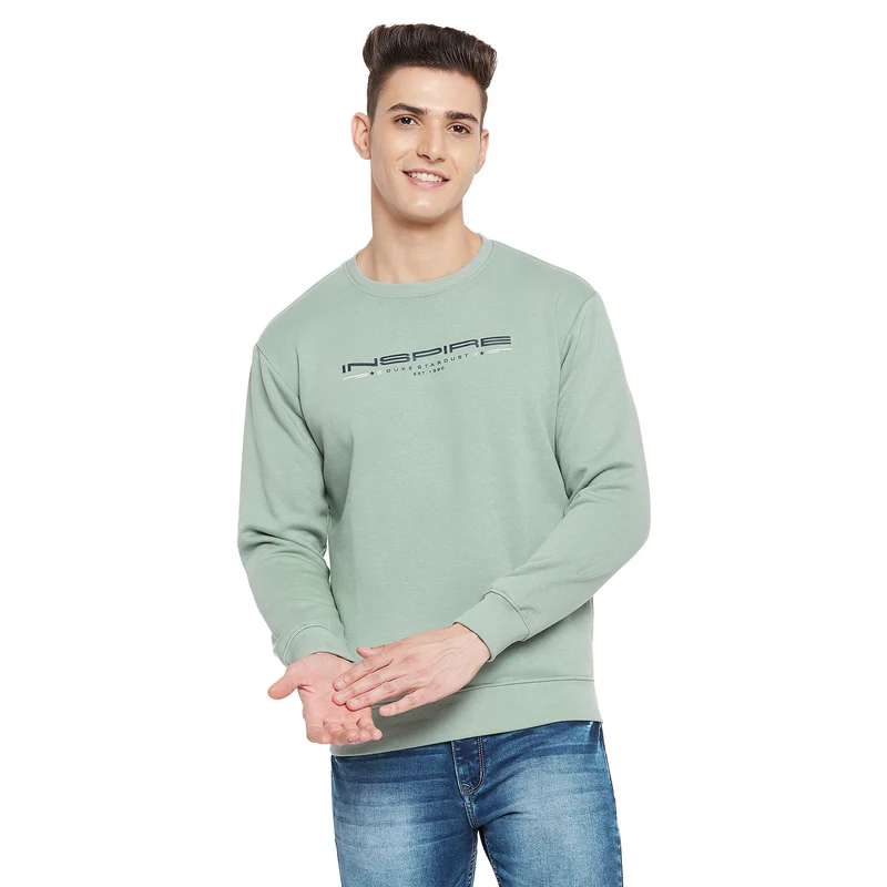 Duke Urban Men Round Neck Sweatshirt (LF3851) Sage Green / XXL / Solid