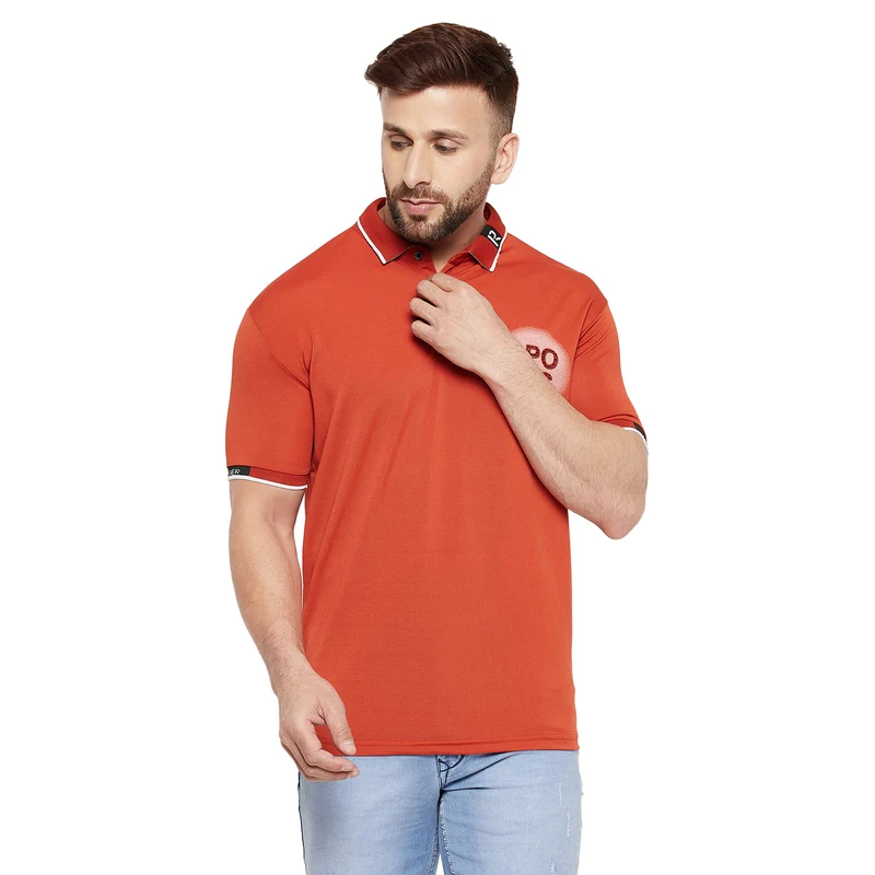 Duke Urban Men Half Sleeve Cotton T-shirt (LF5043) Burnt Orange / L / Solid