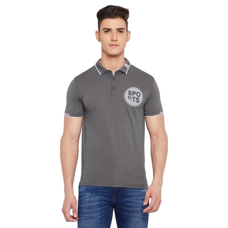 Duke Urban Men Half Sleeve Cotton T-shirt (LF5043) Charcoal / XL / Solid