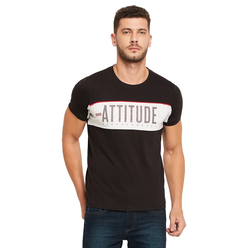 Duke Urban Men Half Sleeve Cotton T-shirt (LF5496) Black / S / Printed