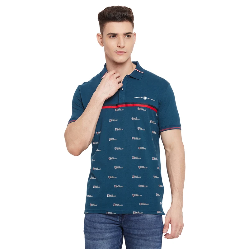 Duke Stardust Men Half Sleeve Cotton T-shirt (LF5493) Denim / XL / Printed