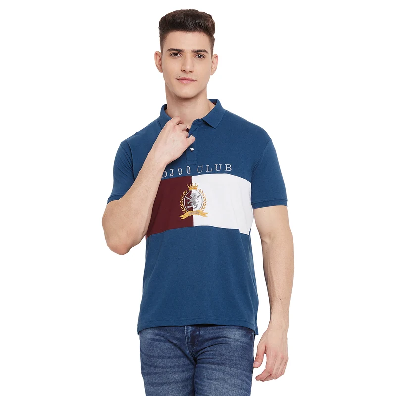 Duke Stardust Men Half Sleeve Cotton T-shirt (LF5710) Denim / XXL / Color Block