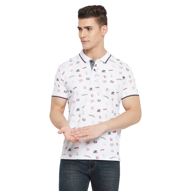 Duke Stardust Men Half Sleeve Cotton T-shirt (LF5494) XL / White / Printed