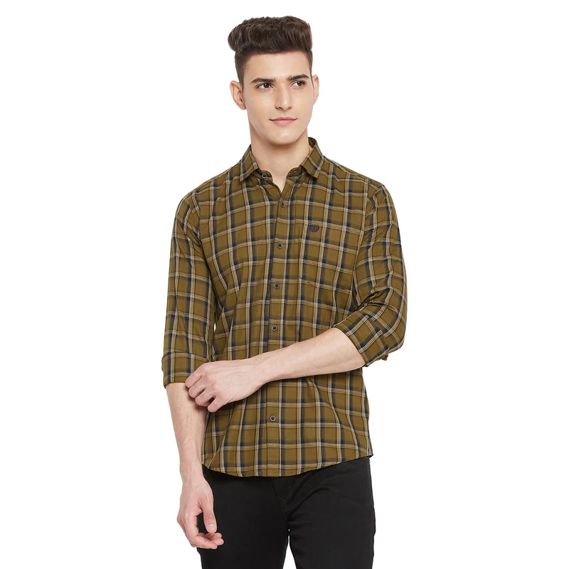 Duke Stardust Men Full Sleeve Cotton Shirt (SDO6CKE) L.Olive / XXL / Checkered