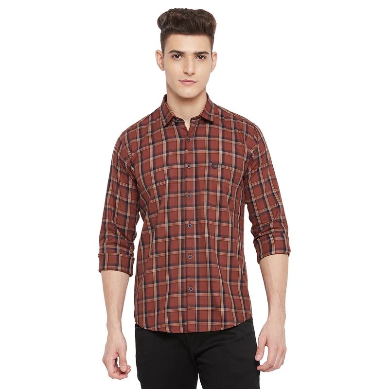 Duke Stardust Men Full Sleeve Cotton Shirt (SDO6CKE) Rust / XXL / Checkered