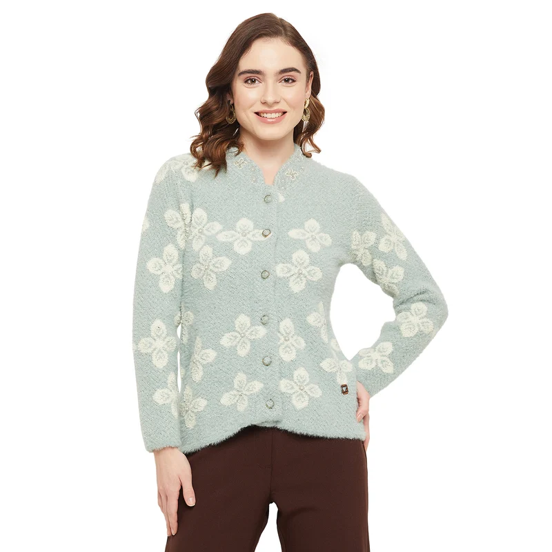 Duke Urban Women Self Design Cardigan (SDS1043) Sea Green / L / Self Design