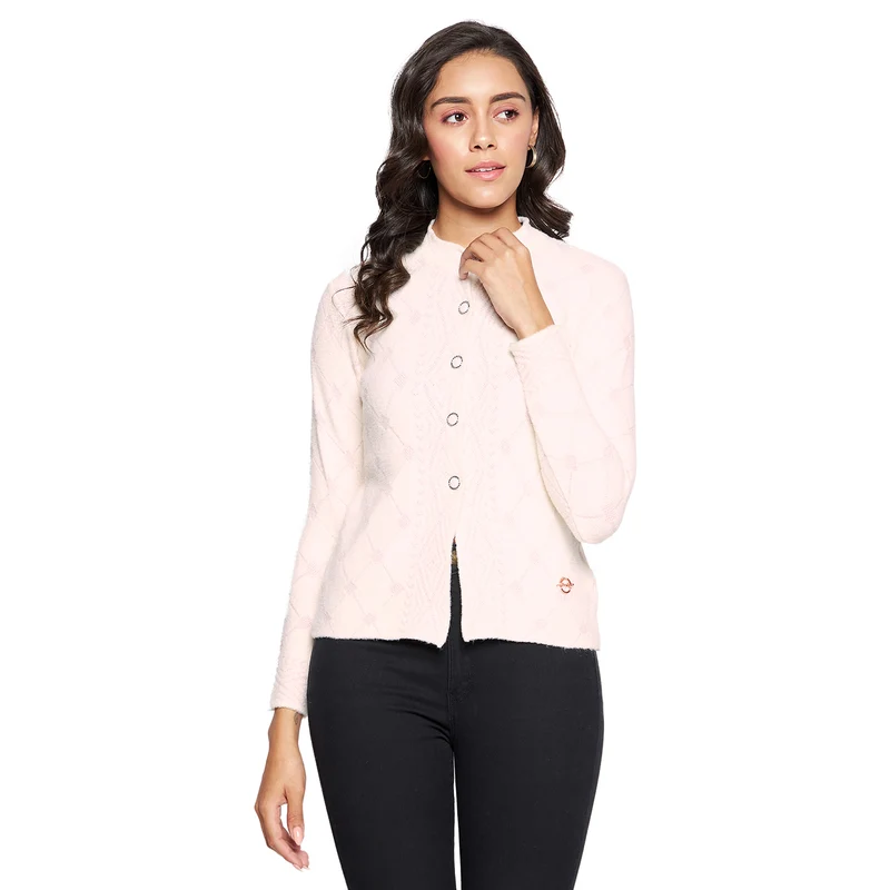 Duke Urban Women Full sleeve Round Neck Cardigan (SDS1057) Cream / M / Argyle