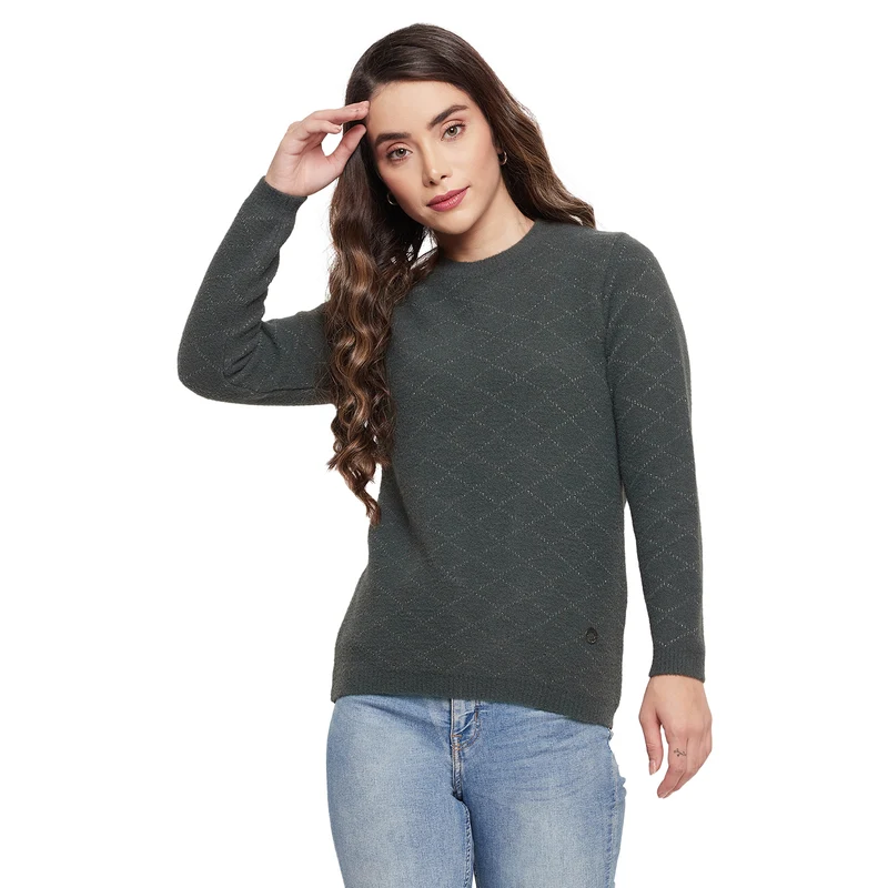 Duke Stardust Women Round Neck Pullover (SDS996) Stone Green / XL / Argyle