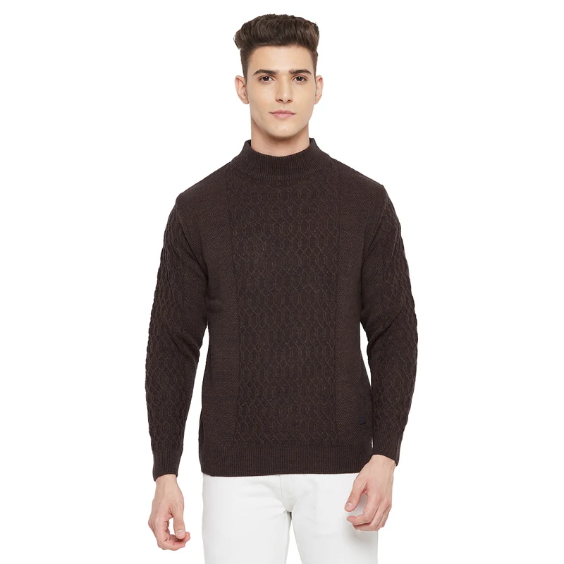 Duke Urban Men Full Sleeve High Neck Sweater (SDS2005) Coffee Mix / XXL / Self Design