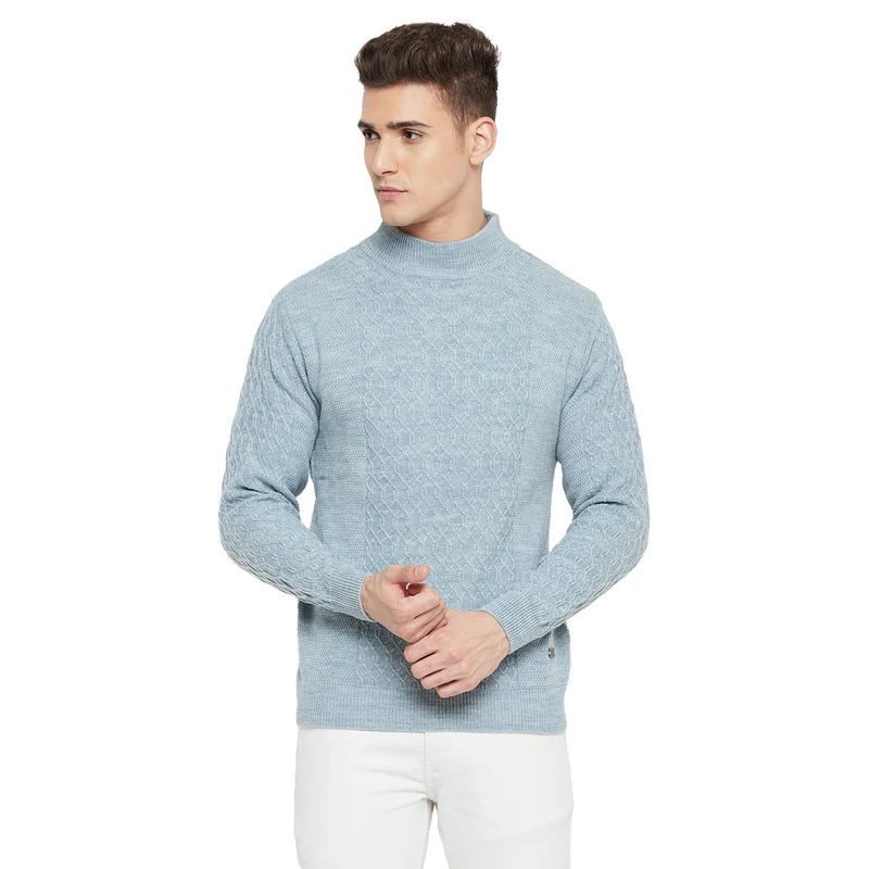 Duke Urban Men Full Sleeve High Neck Sweater (SDS2005) Sky Mix / XL / Self Design