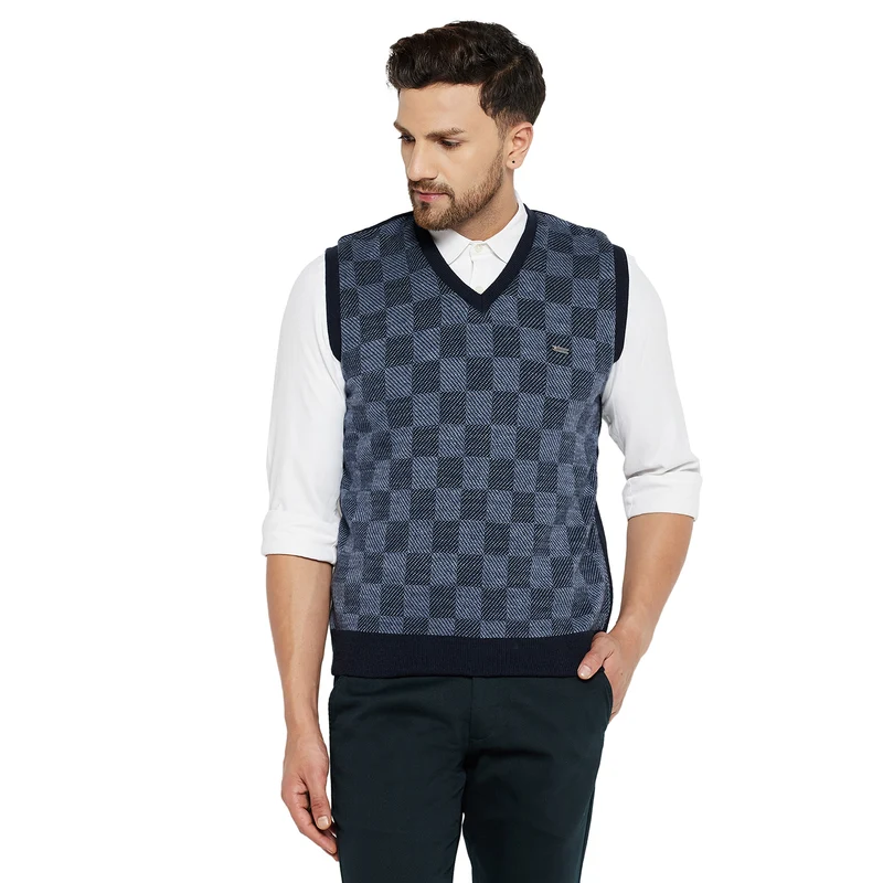 Duke Urban Men Sleeveless Reversible Sweater (SDS2035) D.Navy / XXL / Checkered