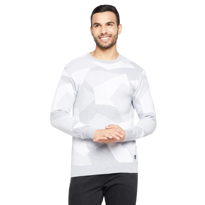 Duke Urban Men Full Sleeve Self Design Sweater (SDS2074) Med. Grey / M / Self Design