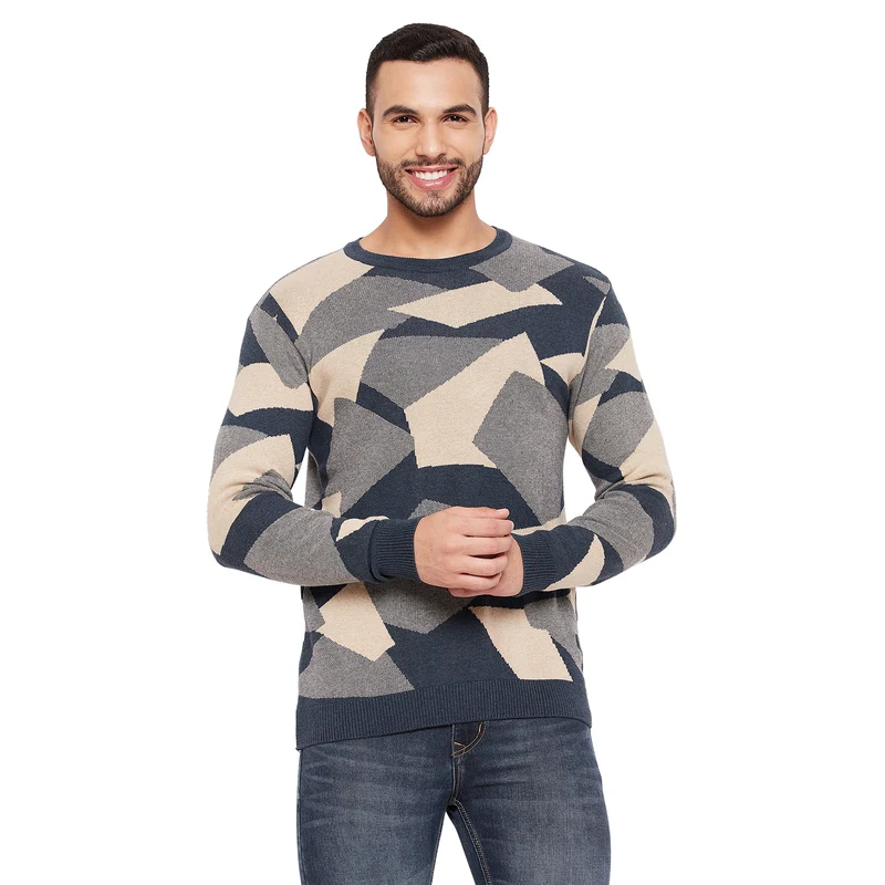Duke Urban Men Full Sleeve Self Design Sweater (SDS2074) Navy Mix / XXL / Self Design