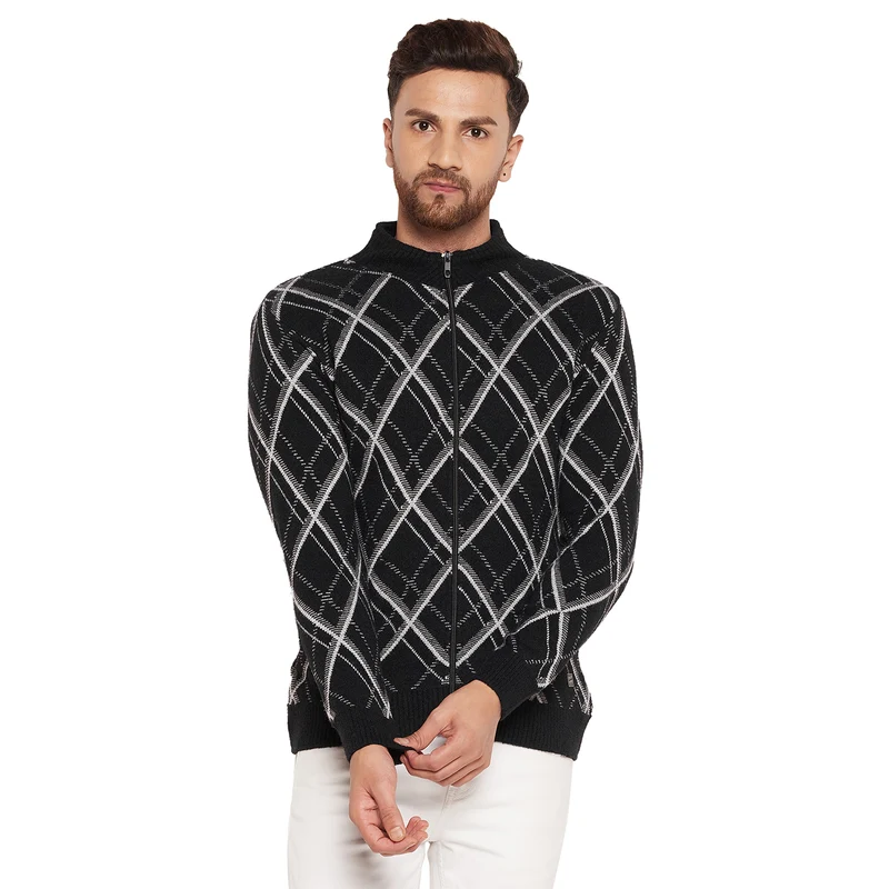 Duke Urban Men Full Sleeve High Neck Sweater (SDS2089) Black / XL / Argyle